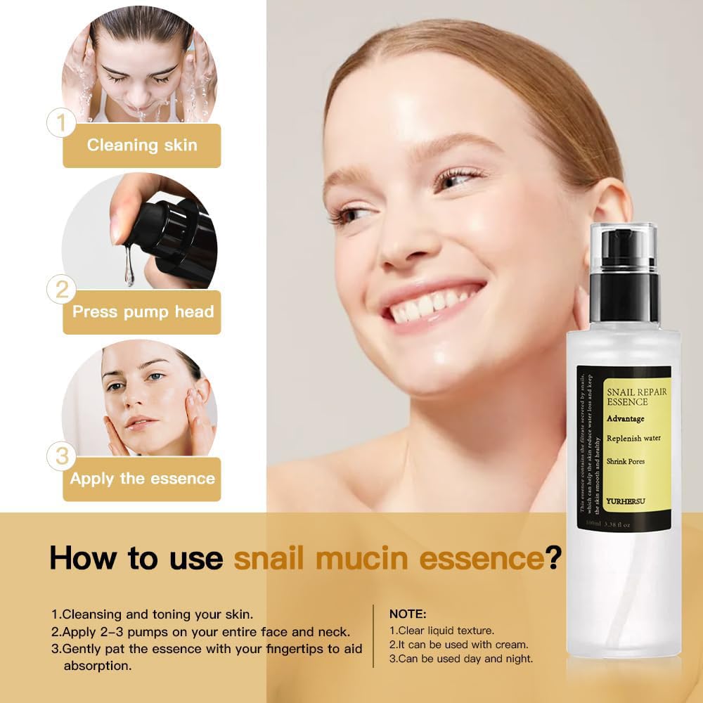 Revitalize Your Skin with Advanced Snail Mucin 96% Power Repairing Essence - Hydrating Anti-Aging Serum for Dull & Damaged Skin - 100 ML